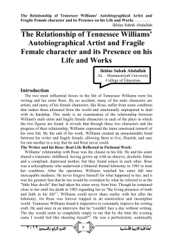 The Relationship of Tennessee Williams` Autobiographical Artist and