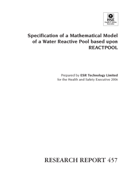 RR457 - Specification of a Mathematical Model of a Water