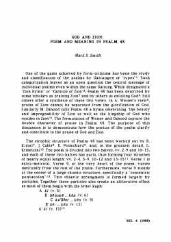 GOD AND ZION: FORM AND MEANING IN PSALM 48 Mark S. Smith