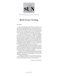 Back Issues Listing