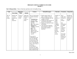 1 PRIMARY SCIENCE CURRICULUM GUIDE GRADE 3 Unit 1