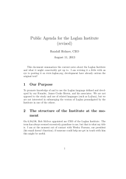 Public Agenda for the Loglan Institute (revised)