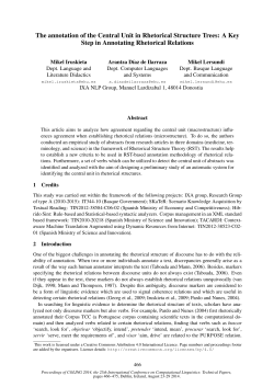 The annotation of the Central Unit in Rhetorical Structure Trees: A