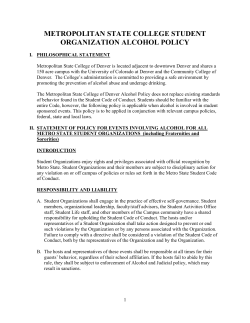metropolitan state college student organization alcohol policy