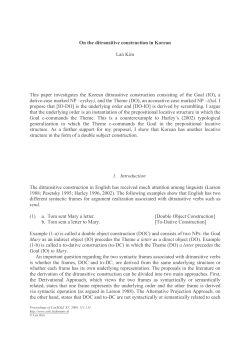 On the ditransitive construction in Korean Lan Kim This paper
