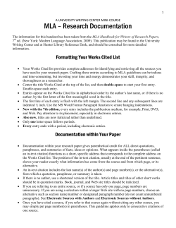 MLA &ndash; Research Documentation - Western Carolina University