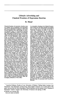 Lifestyle Advertising and Classical Freedom of Expression Doctrine