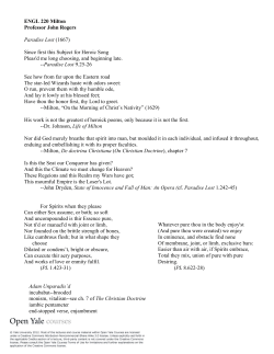 ENGL 220 Milton Professor John Rogers Paradise Lost (1667