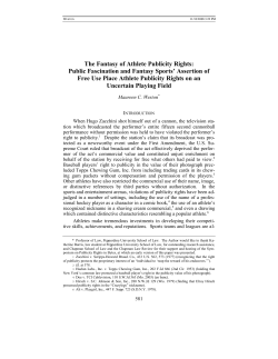 The Fantasy of Athlete Publicity Rights: Public Fascination and