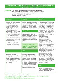 SuStainable SchoolS &ndash; conSumption and WaSte