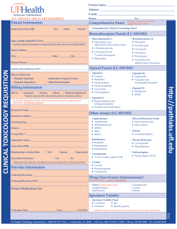 Clincal toxicology requisition - UF Health Pathology Laboratories