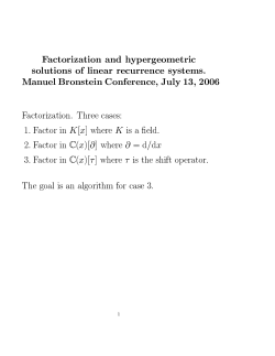 Factorization and hypergeometric solutionsof linear