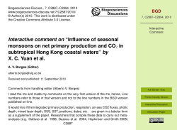 Interactive comment on &ldquo;Influence of seasonal monsoons on net