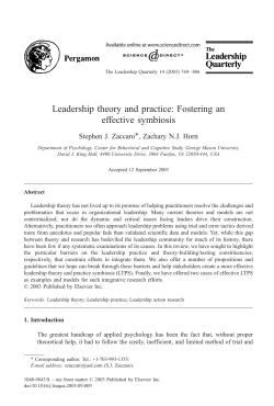 Leadership theory and practice: Fostering an effective symbiosis