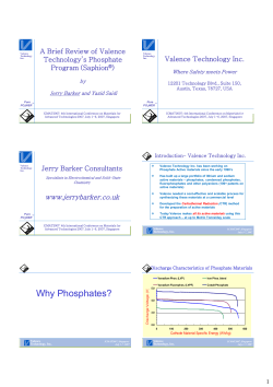 A Brief Review of Valence Technology`s Phosphate Program.