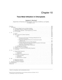Trace Metal Utilization in Chloroplasts