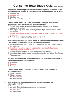Consumer Bowl Study Quiz updated 12-19-2013
