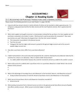 ACCOUNTING I Chapter 11 Reading Guide