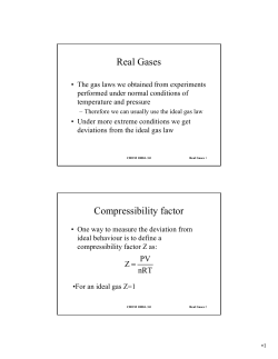 Real Gases Compressibility factor