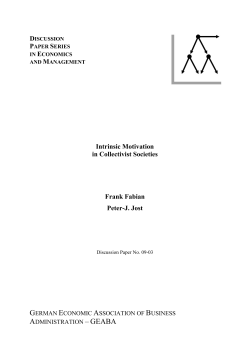 Intrinsic Motivation in Collectivist Societies Frank Fabian Peter