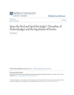Spare the Rod and Spoil the Judge?: Discipline of Federal Judges