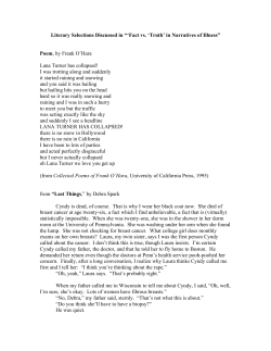 Literary Selections Discussed in &ldquo;`Fact vs. `Truth` in Narratives of