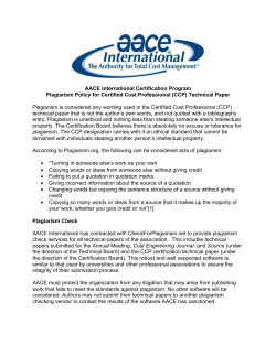 AACE International Certification Program Plagiarism Policy for