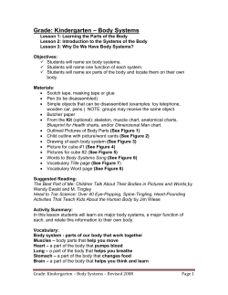 Grade: Kindergarten &ndash; Body Systems