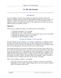 16. The Auto Decision - BYU Personal Finance