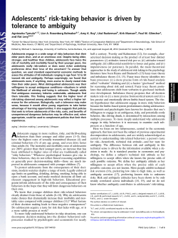 AdolescentsT risk-taking behavior is driven by tolerance to ambiguity