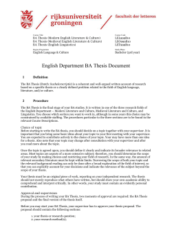 English Department BA Thesis Document