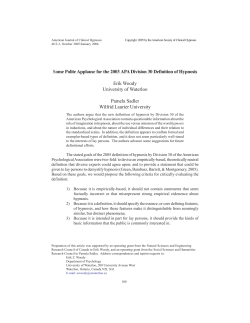 Some Polite Applause for the 2003 APA Division 30