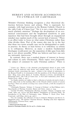 HERESY AND SCHISM ACCORDING TO CYPRIAN OF CARTHAGE