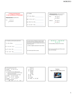 A- Sum/Difference of Polynomials