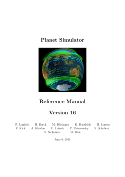 Planet Simulator Reference Manual Version 16