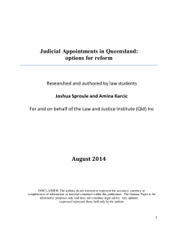Judicial Appointments in Queensland: options for reform