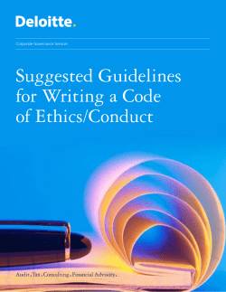 Suggested Guidelines for Writing a Code of Ethics/Conduct