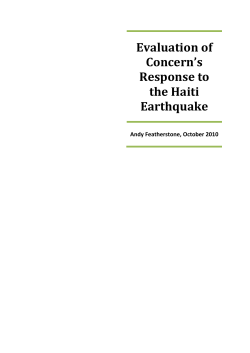Evaluation of Concern`s Response to the Haiti Earthquake
