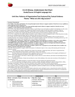 KUD (Know, Understand, Do) Chart - DSCYFEducation