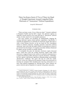 Three Can Keep a Secret, If Two of Them Are Dead: A Thought