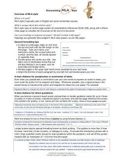 Documenting MLA Style Overview of MLA style Where is it used