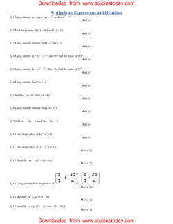 Algebraic Expressions and Identities
