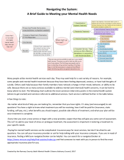 Mental Health Resources Roadmap