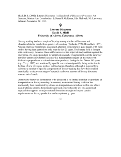 Literary Discourse. In Handbook of Discourse Processes