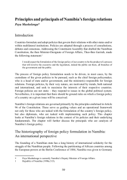 Principles and principals of Namibia`s foreign relations