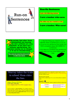 Runon Sentences - Deer Creek Intermediate School