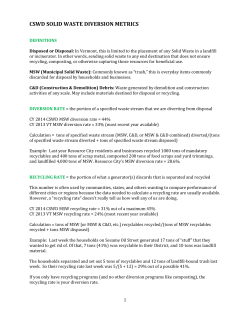 Diversion Metrics Definitions and CSWD stats