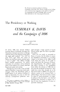 The presidency or nothing : Cushman K. Davis and the campaign of