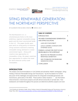 Siting Renewable Generation: The Northeast Perspective