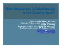 How Important is Scholarship to the Faculty Role?